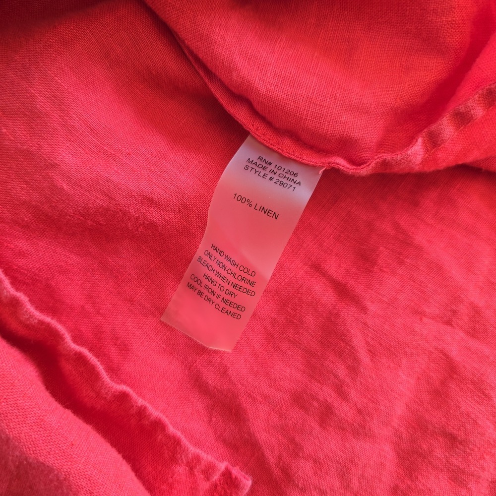 Soft Surroundings 100% Linen Ombre Top Shirt Long Sleeve High Low Hem L Peach - Picture 11 of 12